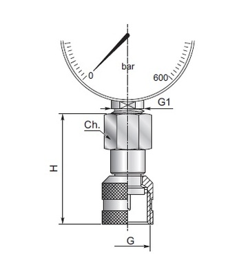 Адаптер под манометр 20141500 BSP 1/4"-M16x1.5