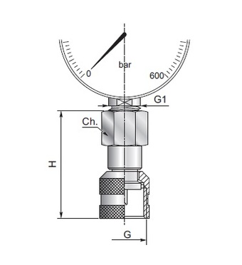 Адаптер под манометр 620.09.204.00 BSP 1/4"-M16x2.0