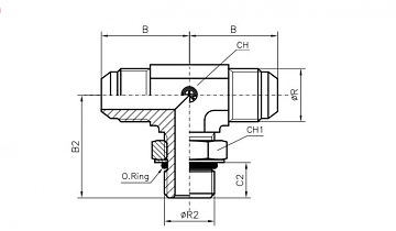 ТРОЙНИК ВВЕРТНОЙ РЕГУЛИРУЕМЫЙ ПО ЦЕНТРУ MALE JIC 37° (Ш - UNF ВРШ -Ш)