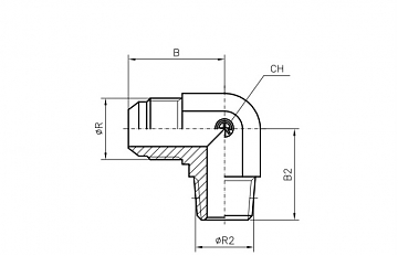 УГЛОВОЙ АДАПТЕР 90° MALE JIC 37° - MALE NPT