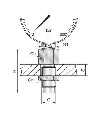 Адаптер под манометр переборочный 18140000 BSP 1/4"-M16x2,0